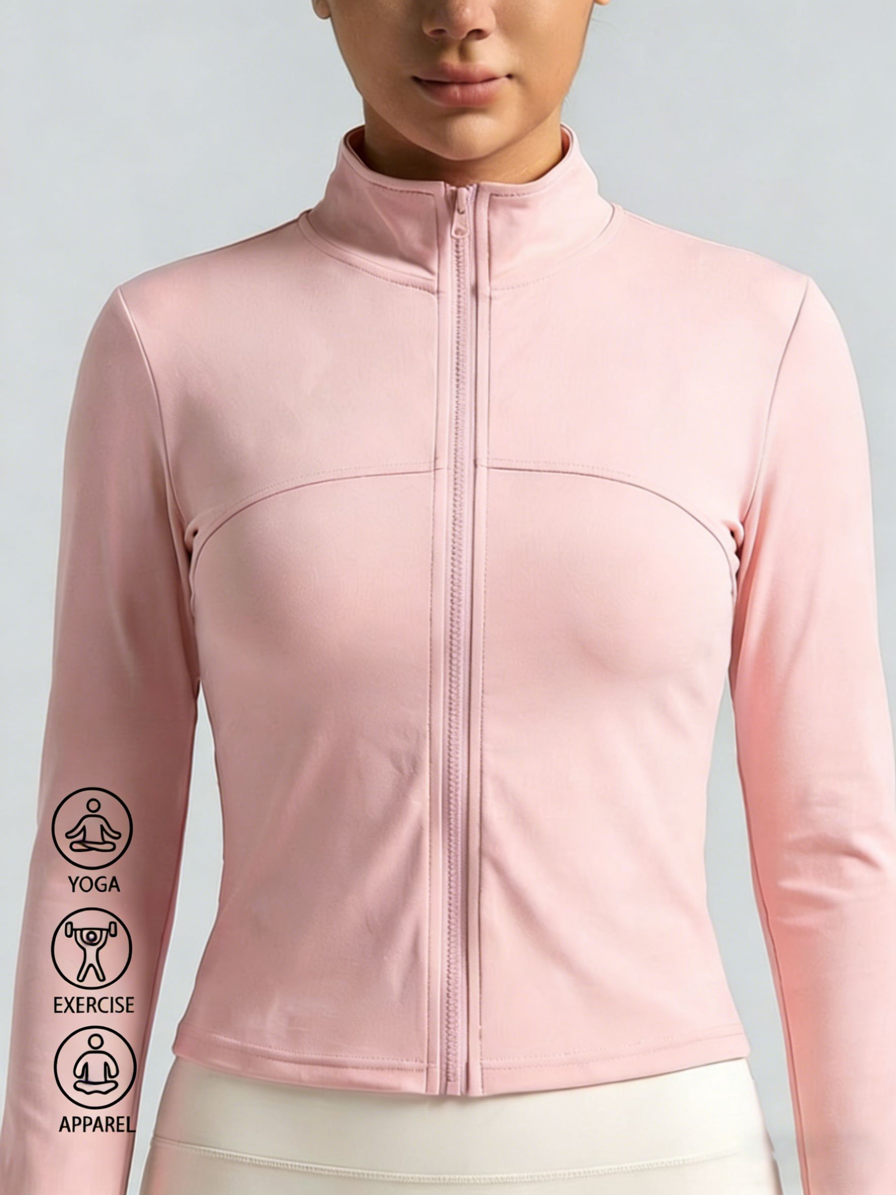 New Women Light pink Yoga Coat - Yoga In Fitness avaliação e preço