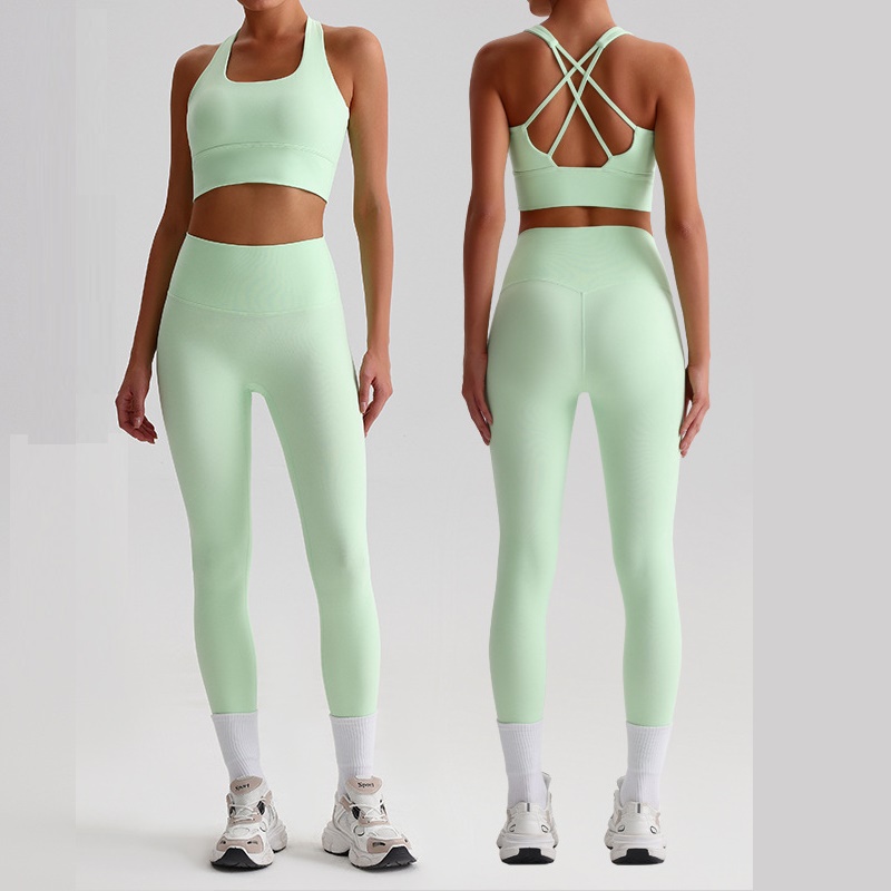 Solid Color Yoga Set Tight Leg - Yoga Fitness Zumba avaliação e preço